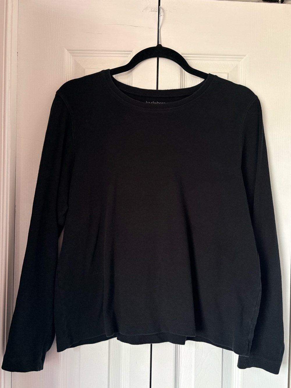 Liz Claiborne Cotton Long Sleeve Crewneck Top